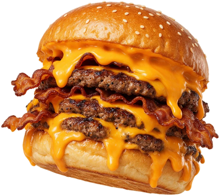 Nico Triplo: três carnes, cheddar e bacon
